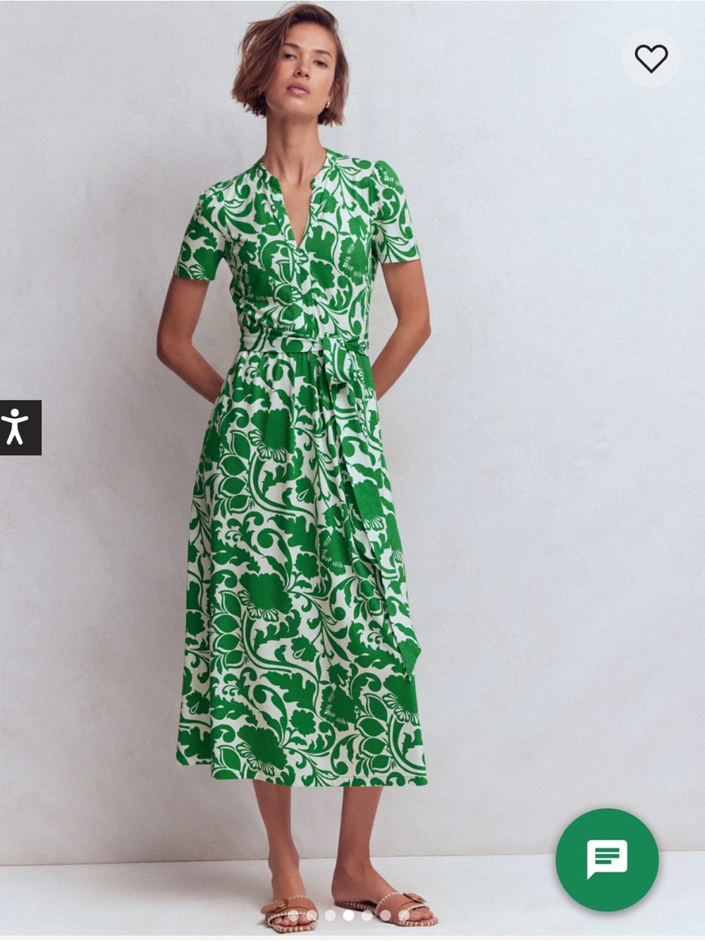 Boden Naomi Jersey Midi Dress 8 Reg NWT Emerald Flourishing Meadow Green sleeves